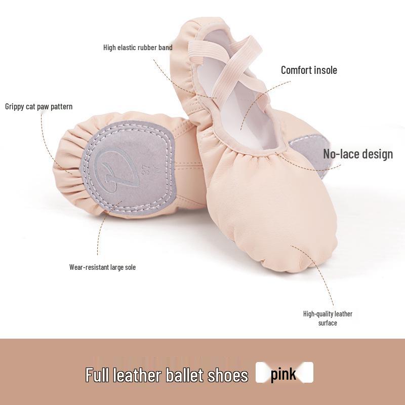 Full Leather Soft Sole Ballet  Yoga Shoes for Women - Adult Dance  Practice Footwear 34