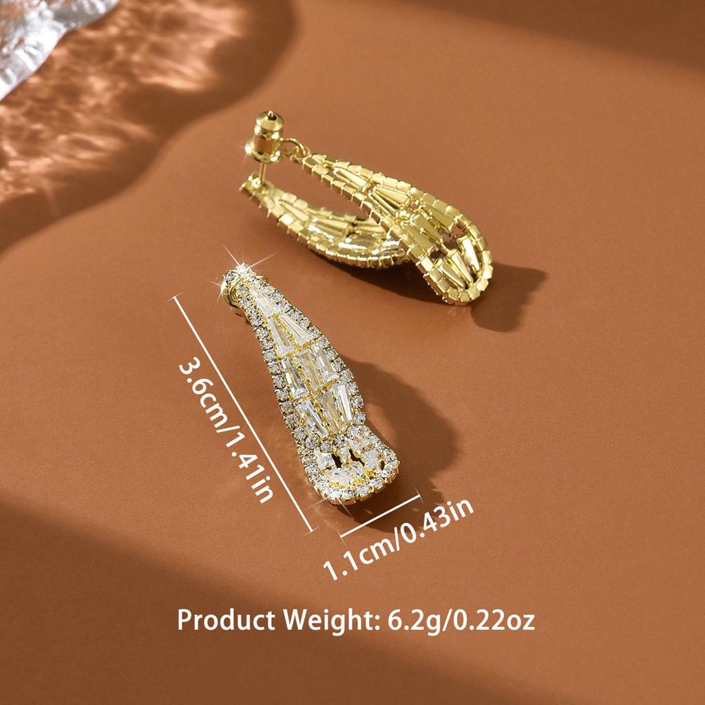 Fashionable and high-end water droplet inlaid diamond earrings for women, classic light luxury style, gorgeous accessories