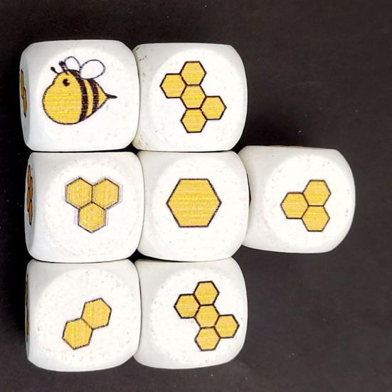 12 Stück Bienenmuster Würfelform Baby Würfel Spielzeug Holz Hand-an-Fähigkeit Würfelspielzeug zur Unterhaltung