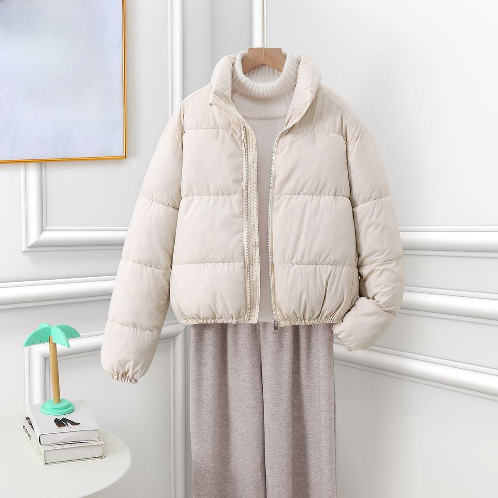 Cotton-padded Jacket Women's New Autumn and Winter Cotton-padded Jacket with Short Stand Collar and Thick Bread Coat.
