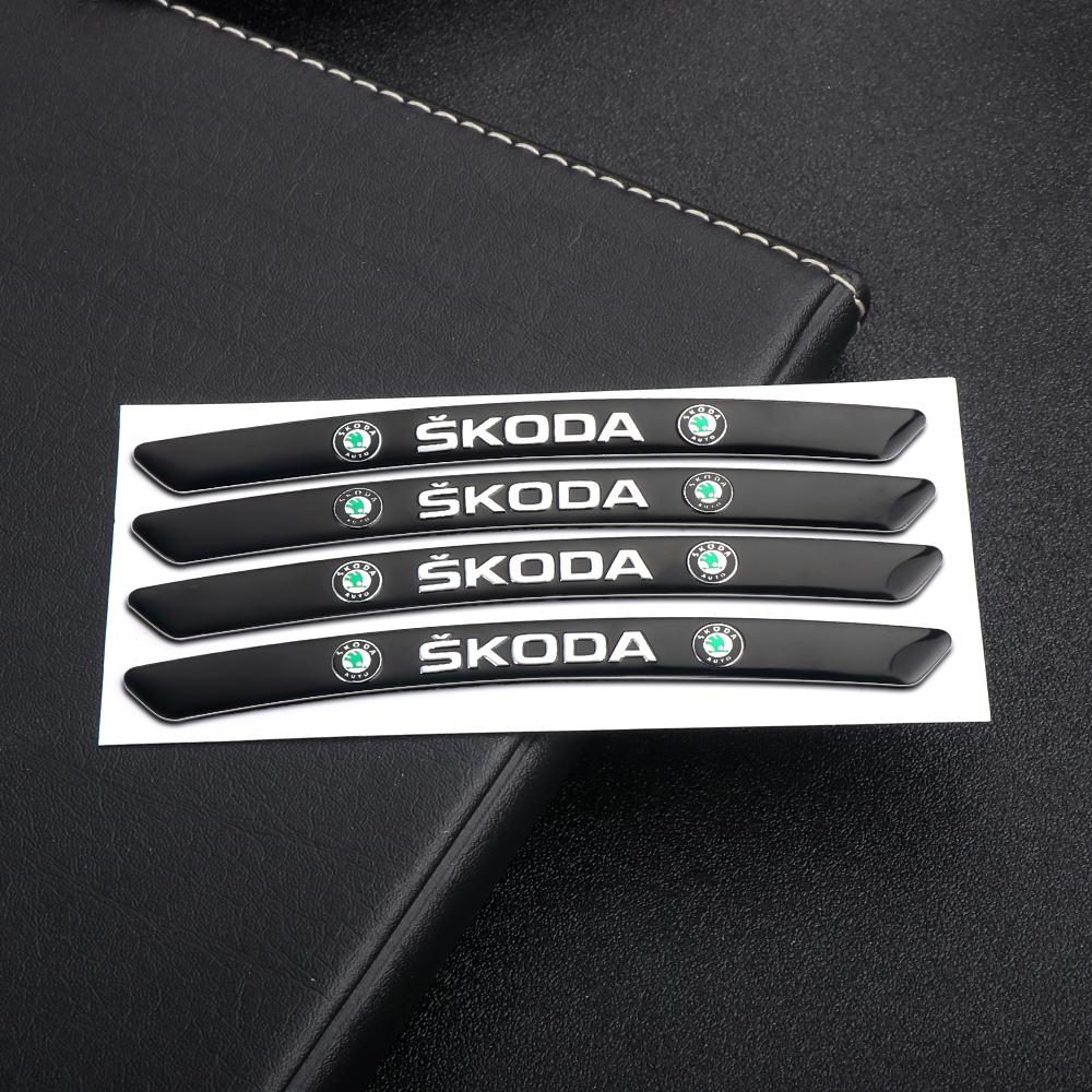AAFM1 Car Styling 4Pcs Aluminum Wheel Rim Sticker Decal For Skoda Rapid Fabia 1 2 Citigo Octavia 2 A7 A5 A4 Roomster Yeti 3 Superb