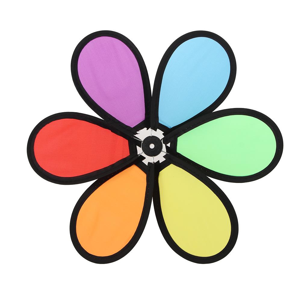 Lightweight Easy Removal Colorful Triple Wheel Garden Windmill Rainbow Pinwheel Windmill Toys Wind Spinners