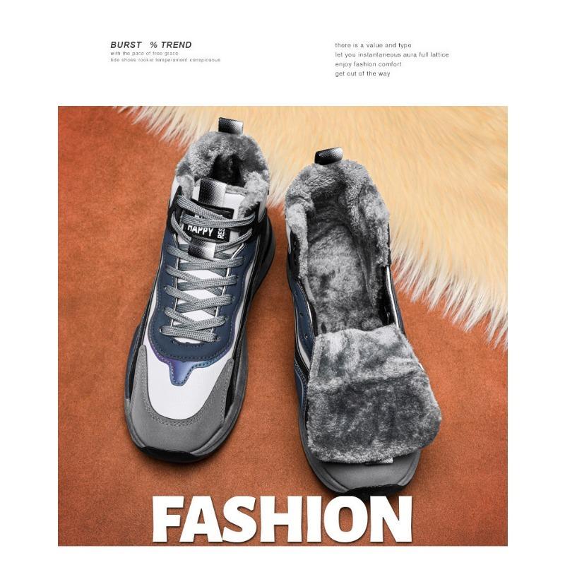 Men S Winter Thick Sole Fleece Lined High Top Dad Shoes Casual Sneakers