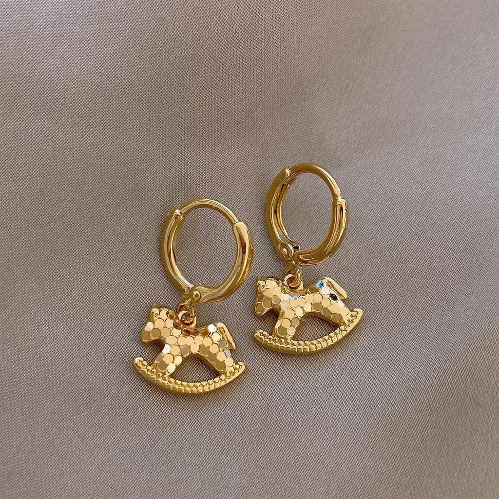 New Minimalist Fashion Little Pony Stud Earrings for Women Girl Gold Silver Color Cartoon Animal Earring Trend Jewelry