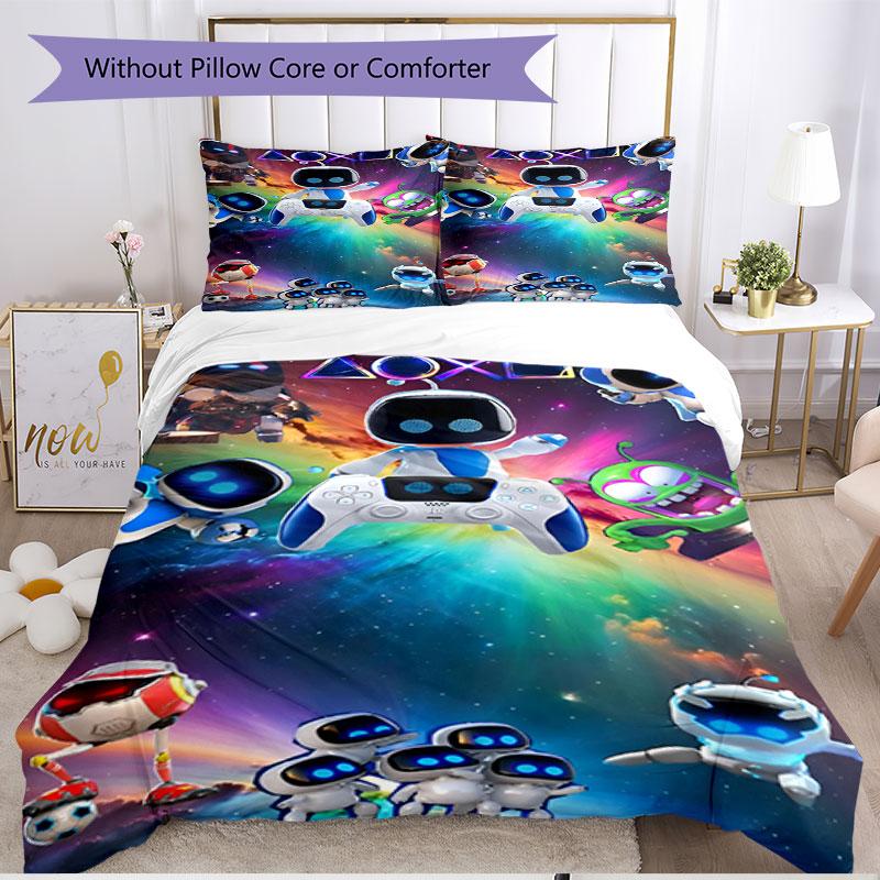 3pcs Duvet Cover Set (1*Duvet Cover + 2*Pillowcase, Without Core), Cosmic Bot Crew Print Soft All‑Season Bedding Set, Home Bedroom Decor Gift