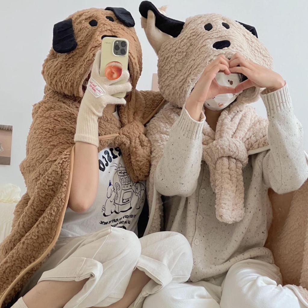 2024 Cute Cartoon Bear Hooded Shawl Blanket - Cozy and Thick for Women