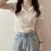 Ice silk knitted sweater short-sleeved knitted women's clothing summer new models, beautiful French short tops that are popular this year