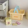 Korean Ins Style Cream Portable Storage Basket Organizer Cute Desktop Sundries Storage Basket Student Dormitory Wash Bath Basket