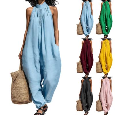 Monos Cortos Para Mujer Cuello en V Profundo Sin Mangas Mono de Ajuste Holgado Overol de Trabajo Vestido Casual Elegante Monos de Verano