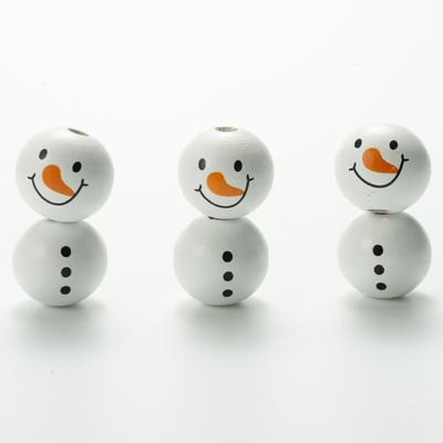 Hanmade 2PCS for Home Children's Toys Bracelet Accessories Wooden Beads Snowman 20MM Round Decorations Navidad Gift Hot New DIY Christmas