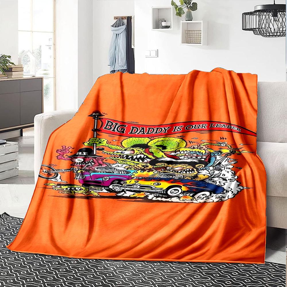 1pc Big Daddy Hot Rods Soft Flannel All Season Throw for Home, Office, Outdoor UseDurable Comfort Soft Warm Throw for Home