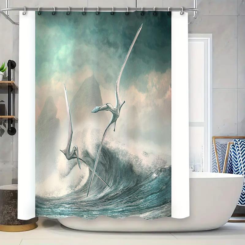 

Ocean Wave Angel Shower Curtain Waterproof Bathroom Decor Vintage Fantasy Art Print Backdrop Home Textile W60H190(CM)-1 Pcs