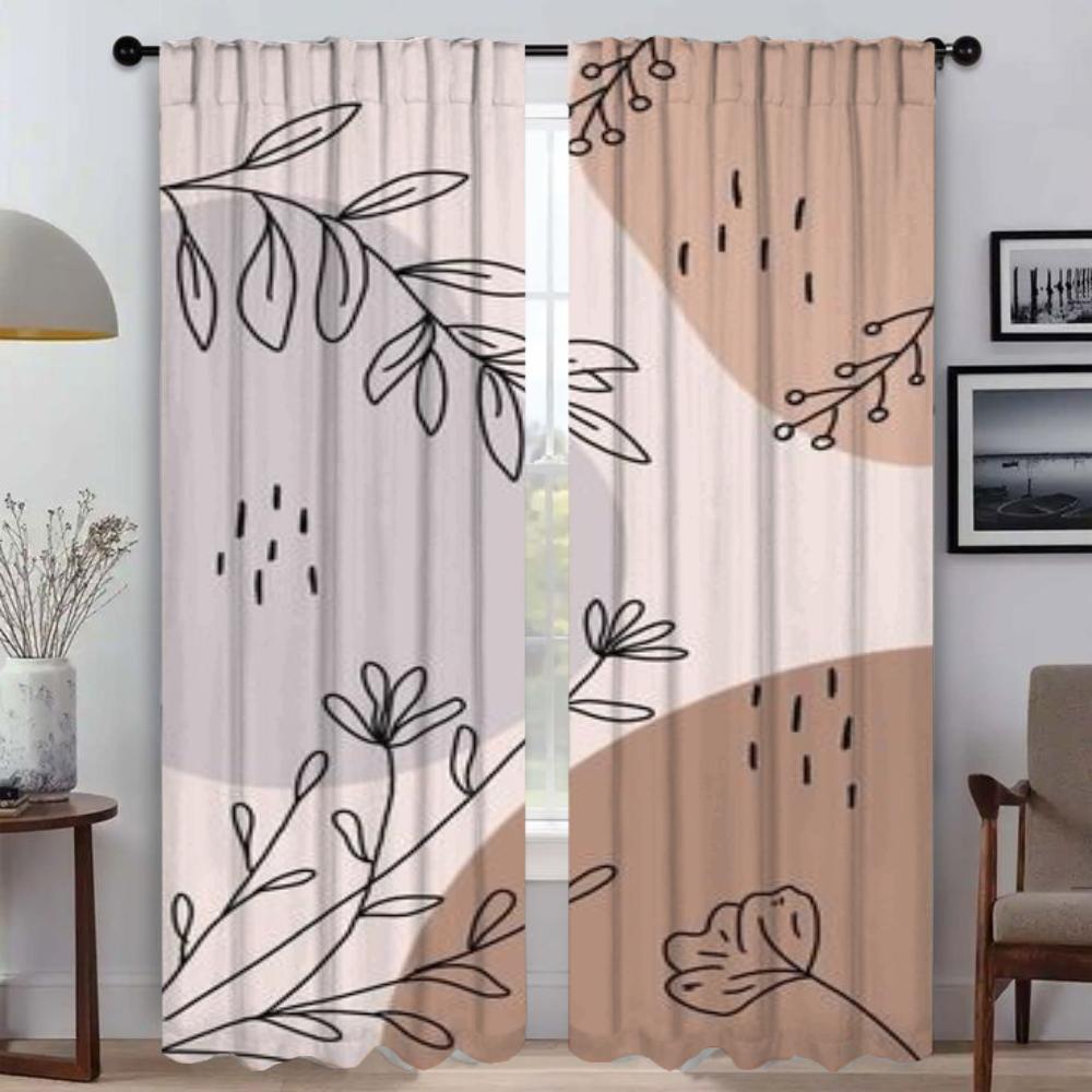 Concise Style Plants Partition Blackout Curtains for Living Room Curtain Tulle for Bedroom Shades Kitchen Curtains 2 Pieces Home