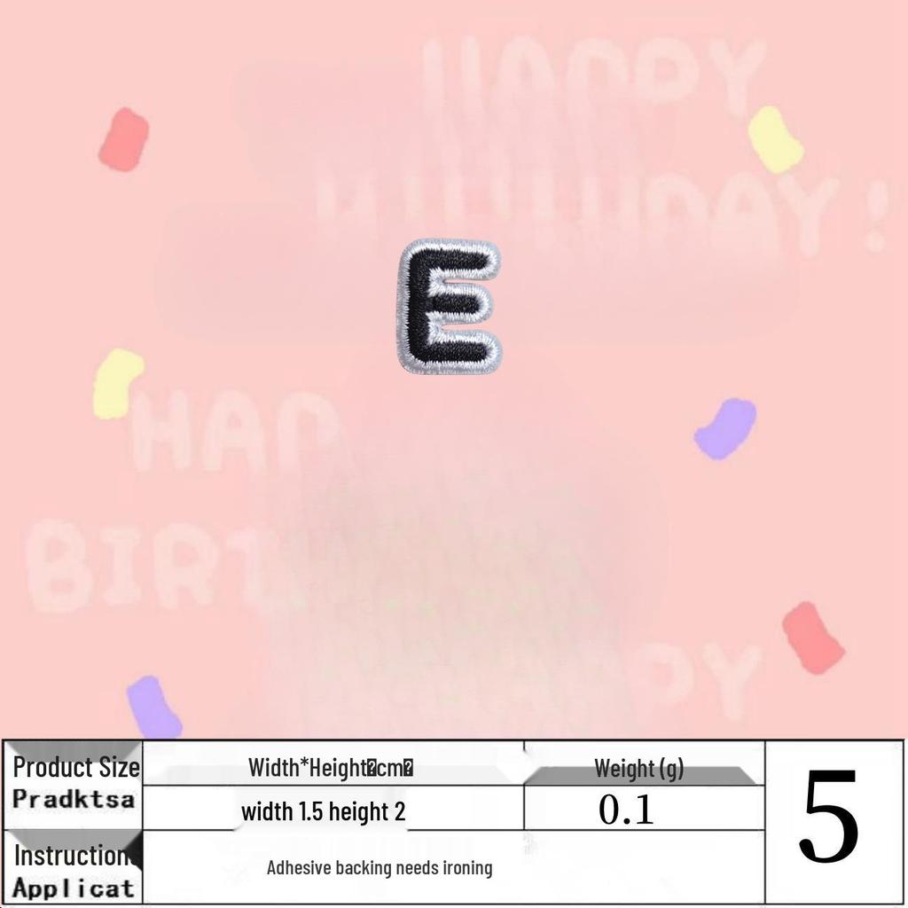 Black English Letter Iron-On Embroidery Cloth Patch for Clothing