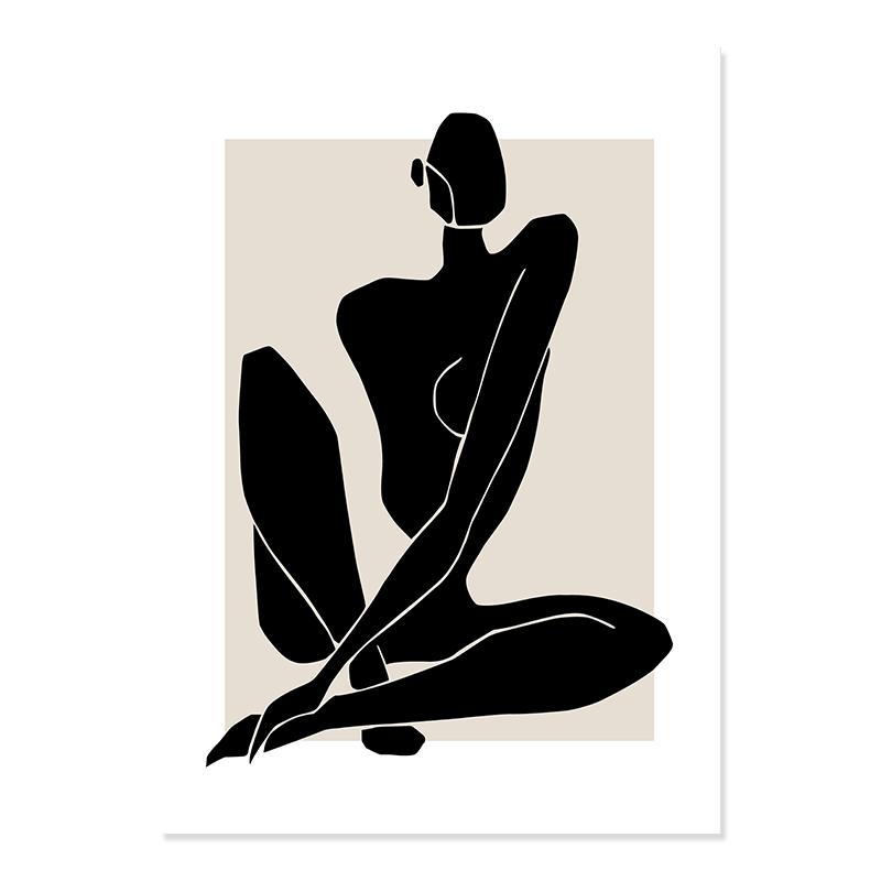Boho Matisse Poster Beige Black Abstract Line Art Canvas Paintings Wall Print Pictures Bedroom Living Room Interior Home Decor