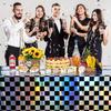 Disposable Checkered Plastic Tablecloth 2pcs Set Shiny Laser Rectangular Cover for Outdoor Picnic Camping Party Supplies