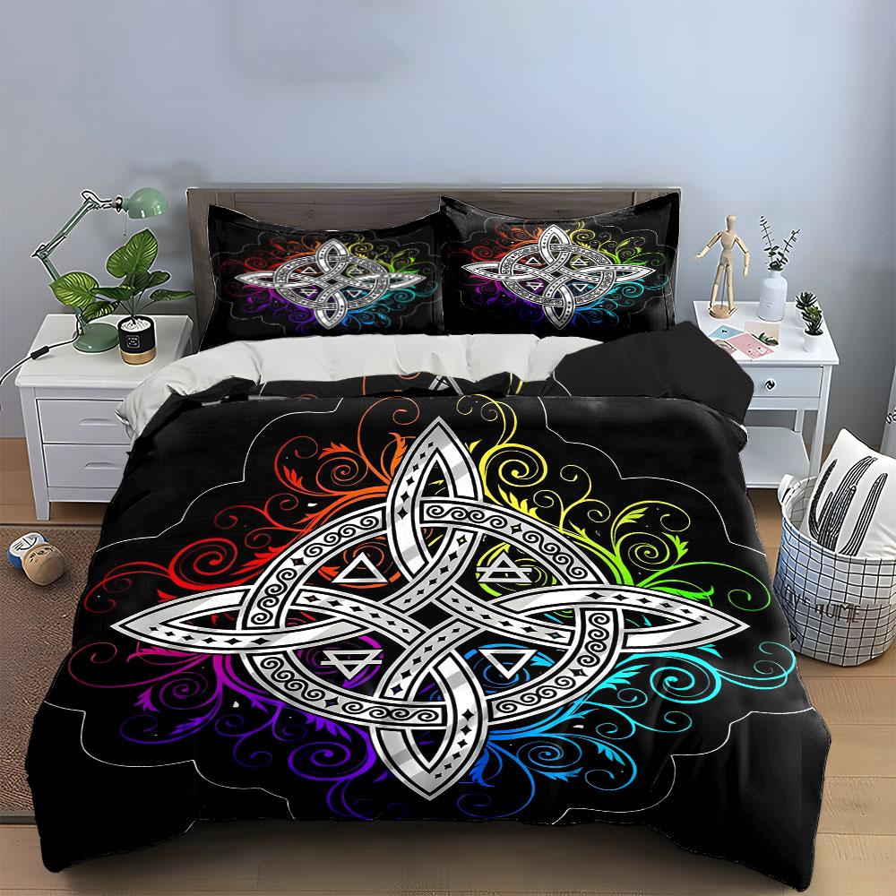 Celtic Knot Decor Set Soft Skin-Friendly Bedding Set Includes 1 Duvet Cover And 2 Pillowcase, Gift