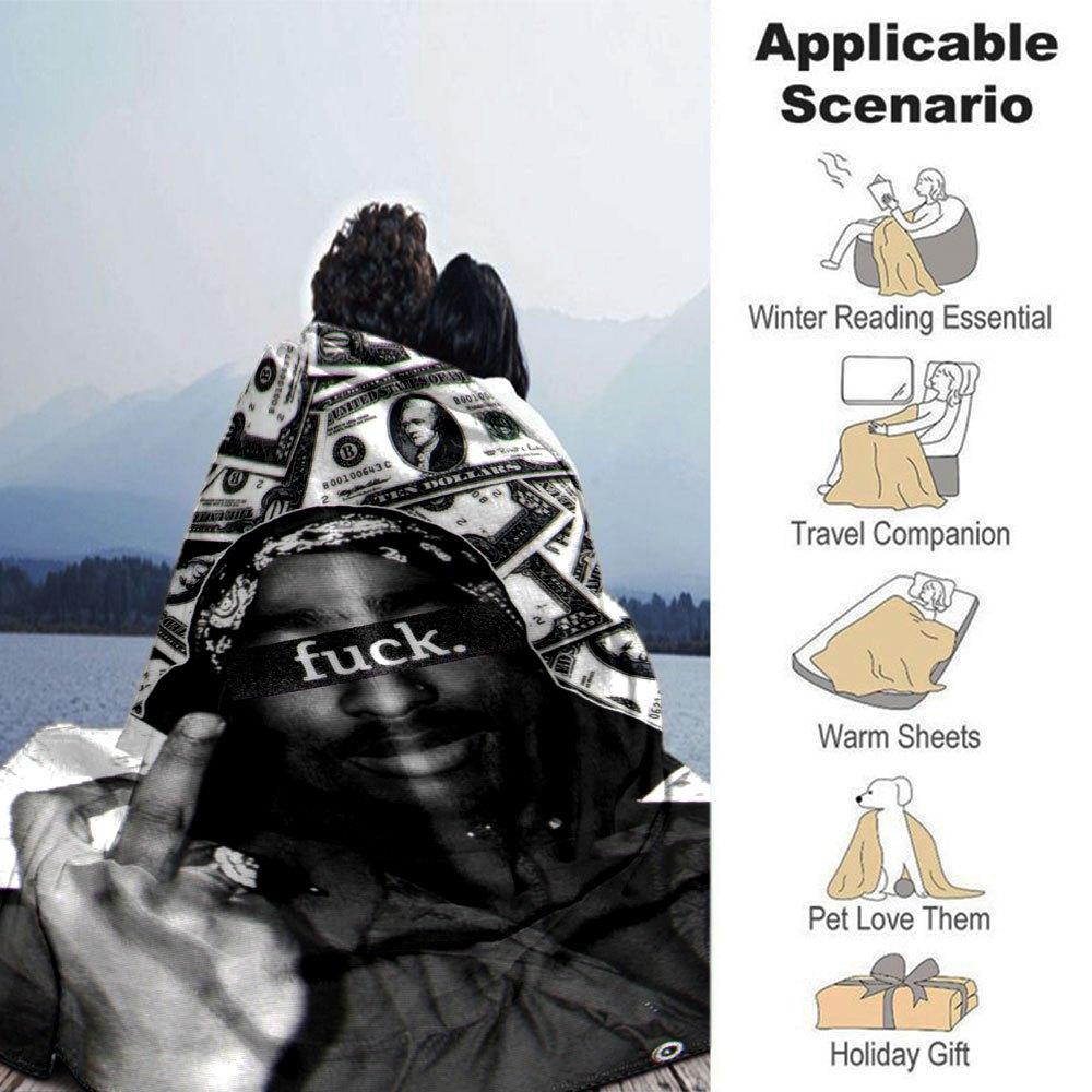 1pc 2Pac Hip Hop Blanket Soft Lightweight All Season Multi Purpose Throw for Sofa, Bed, Office & Picnics, French Style with Iconic Album Art & Quotes