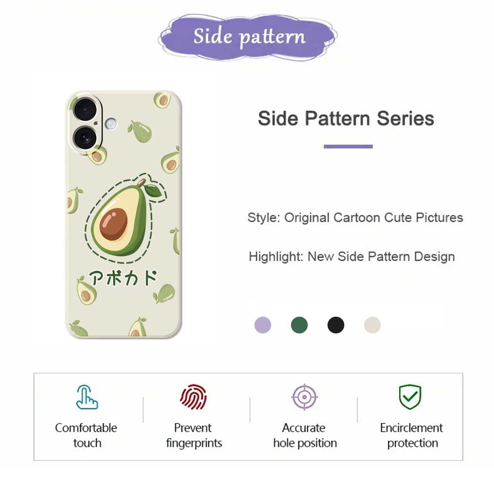 For iPhone 17 Case Avocados Pattern Printing Straight Edge TPU Phone Back Cover