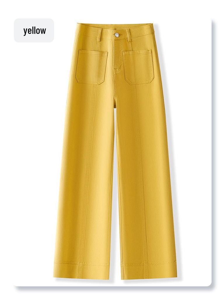 Women's Yellow High-Waist Slimming Straight Leg Jeans - Spring 2025 Collection