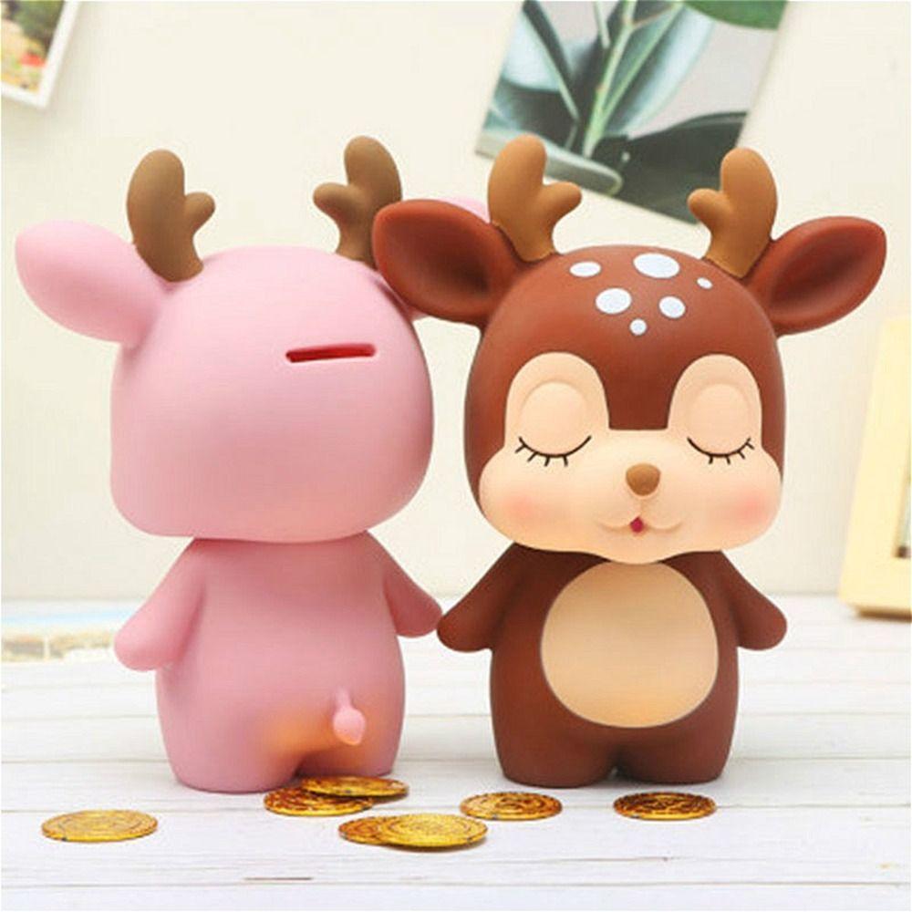 

Cute Deer-shaped Kids Gifts Living Room Decoration Ornaments Coin Box Piggy Bank Money Savings Box коричневий