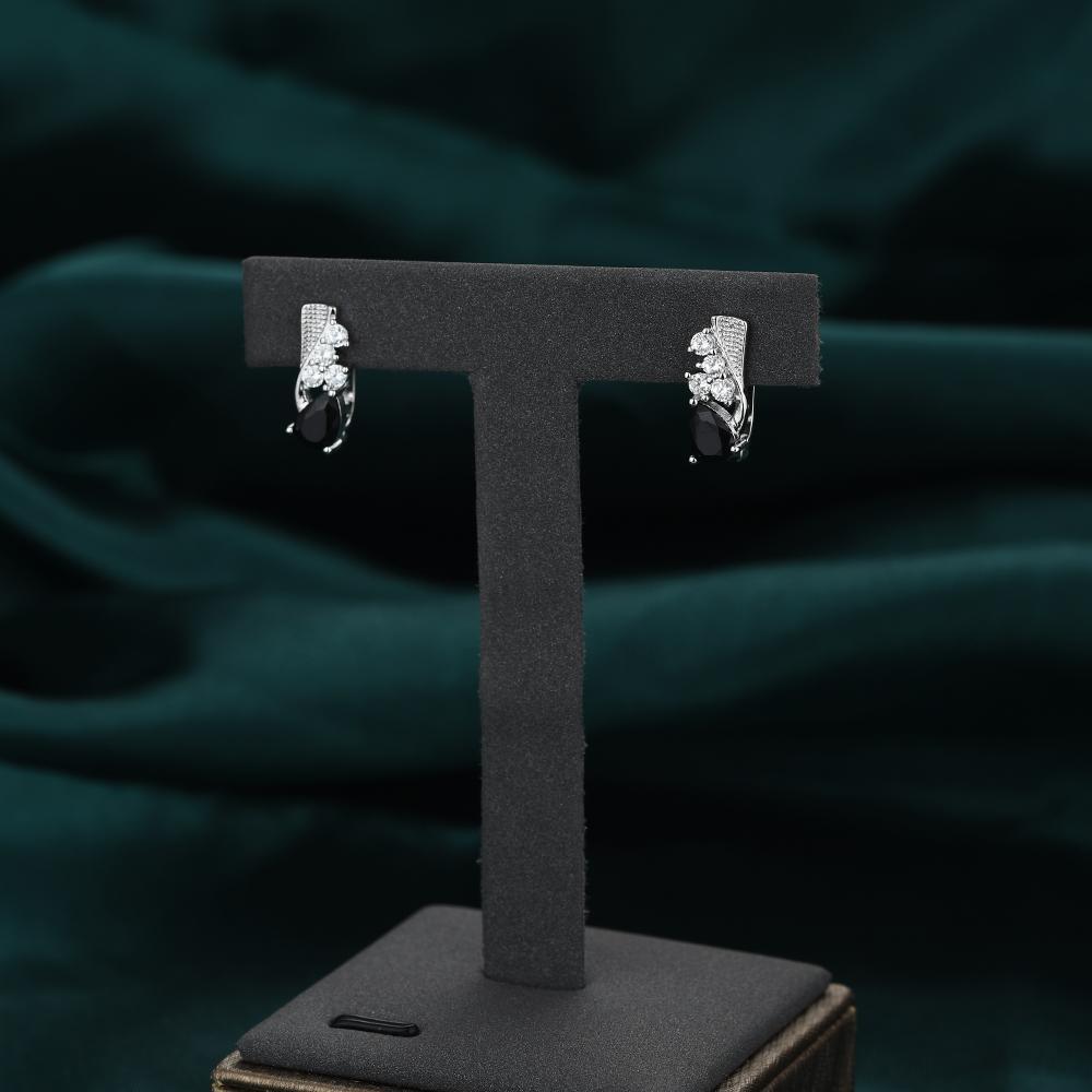 Black Awn Black Stone Earrings