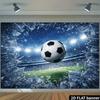 2D Fußballstadion Wandteppich, Fußball der durch eine Glaswand bricht Wandbehang