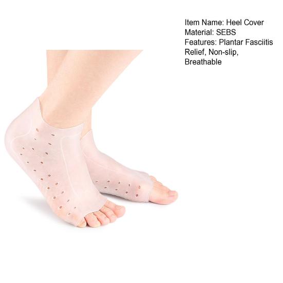 1 Pair Heel Protector Cover Plantar Fasciitis Blister Cracked Heels Spurs Pain Relief Non-slip Breathable Men Women Heel Guard Sleeve