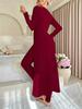 New Design Crew Neck Ruffled Long Sleeve Set 2 Pieces Spring Set