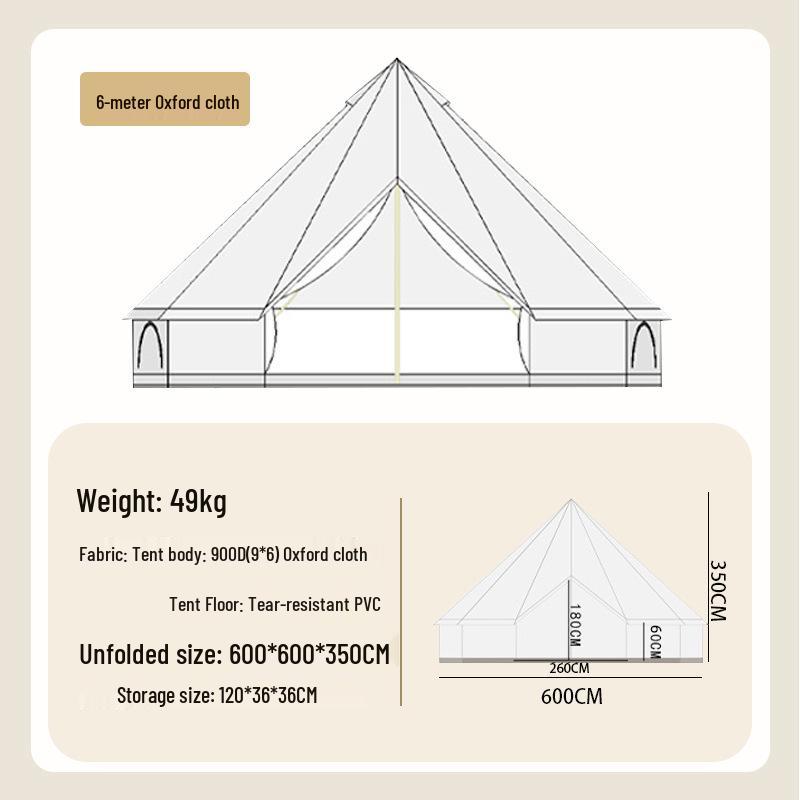 Double Outdoor Yurt Tent: Sunshade Canopy, All-Weather Camping Tent, Full Set for Overnight Use