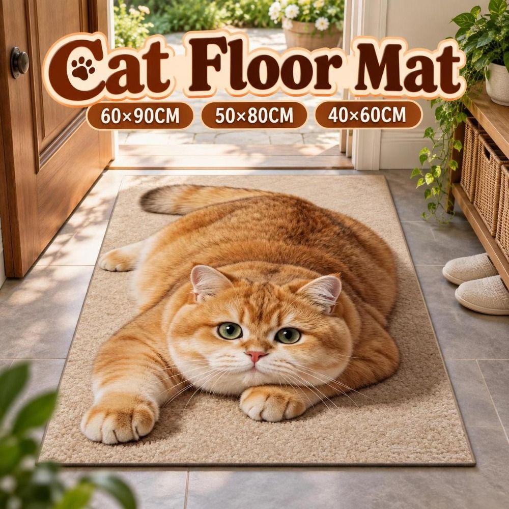 Realistic 3D Cat Floor Mat 40×60CM 50×80CM 60×90CM Bedroom Door Rug Bathroom Carpet Home Decor