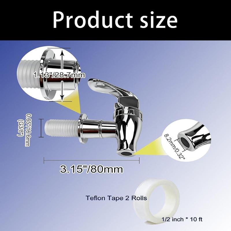 Complete 8Pcs Brewing Tap Set With Lock Nut And Extra Sealing Tape For Secure Installation On Various Container