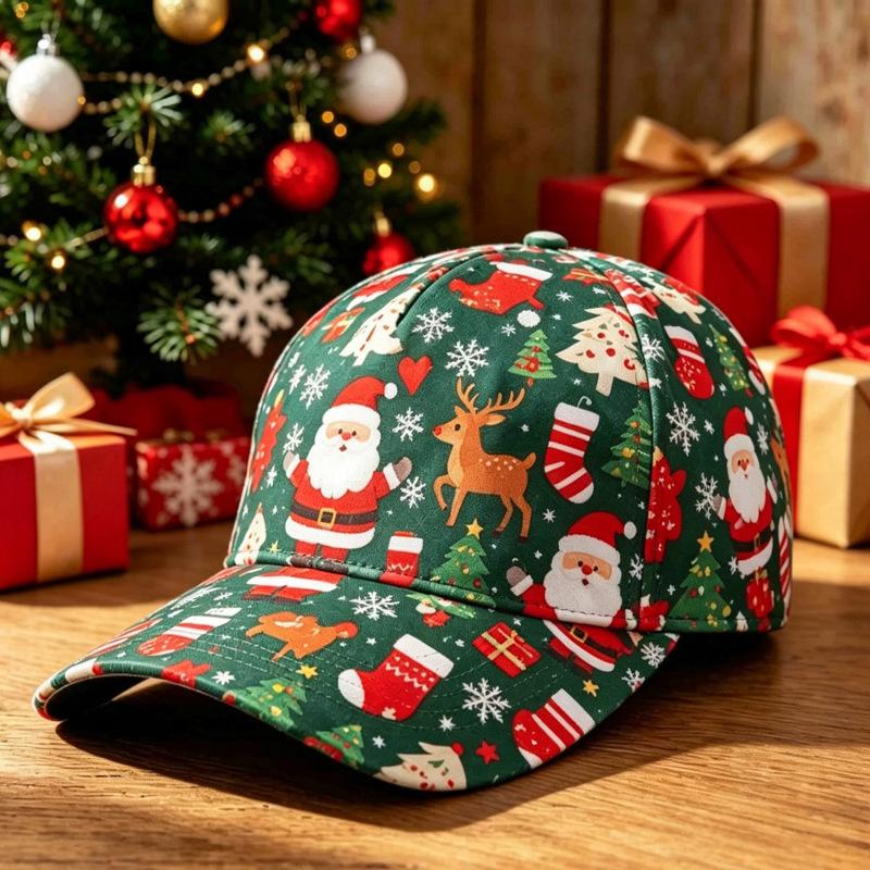 New Christmas Hat Digital Printing Fashion Bent Bend Baseball Cap Retro Baseball Cap