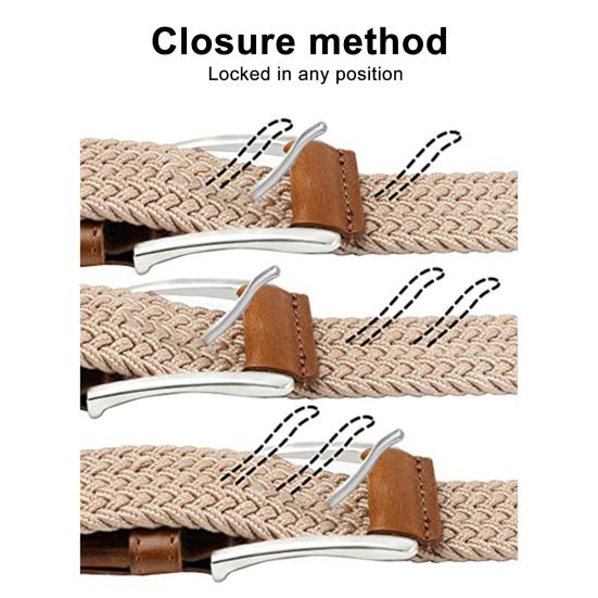 Men Casual Belt Canvas Woven Braided Web Belt Stretch Waist Casual Outdoor Work