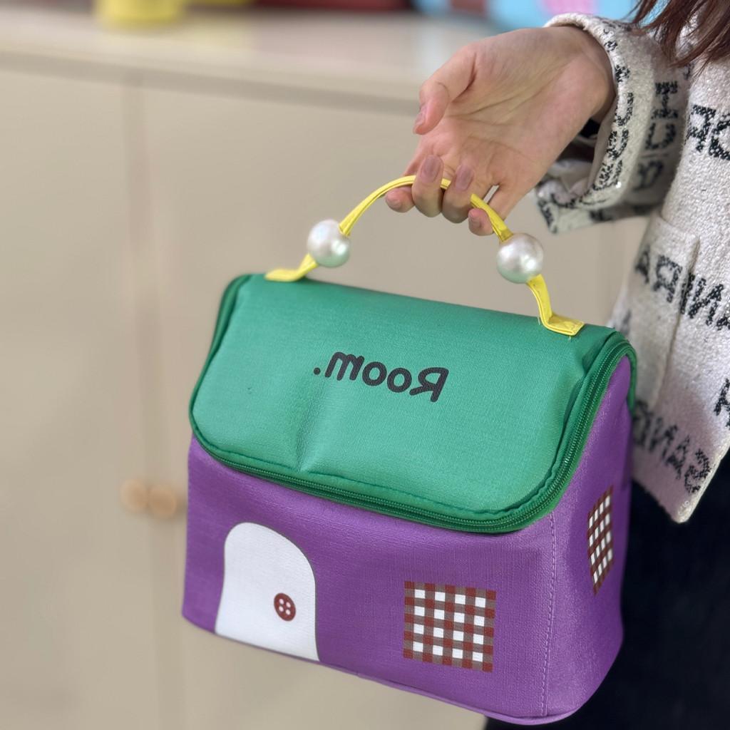Canvas Cartoon Style Makeup Bag With Large Capacity Waterproof For Travel And Daily Use
