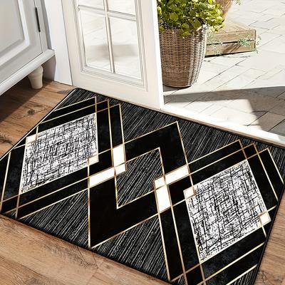 Schwarz Grau Diamant Geometrischer Teppich Fußmatte Willkommensmatte Außenteppich Wohnzimmer Großer Flächenteppich Schlafzimmerteppich Home Dec
