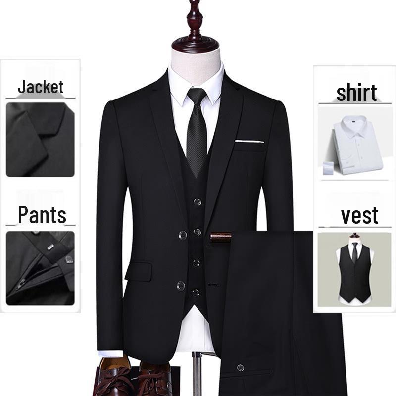 Men's Spring/Autumn Two-Piece Tuxedo Suit Set with Blazer for Work or Groomsmen