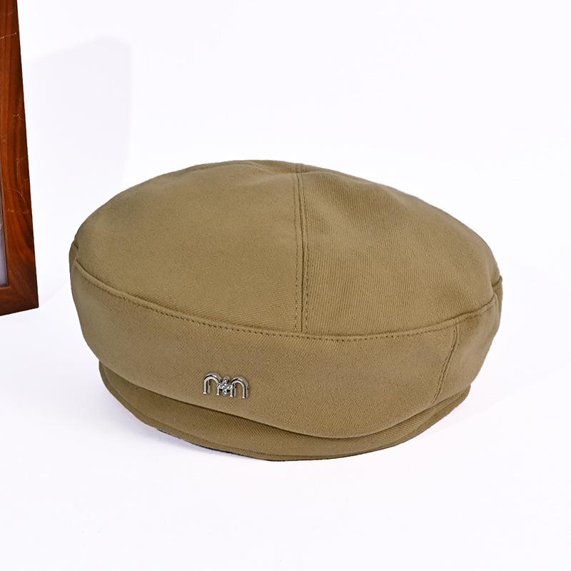 

Осенне-зимняя шапка с алфавитом, универсальная шапка, женская повседневная теплая шапка, подчеркивающая лицо, маленькая шапка художника One Size