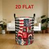 1pc, Dirty Clothes Basket, 2D Printed Retro Truck Flower Art Pattern from the United States, Household Miscellaneous Storage Basket with Handle, Folda