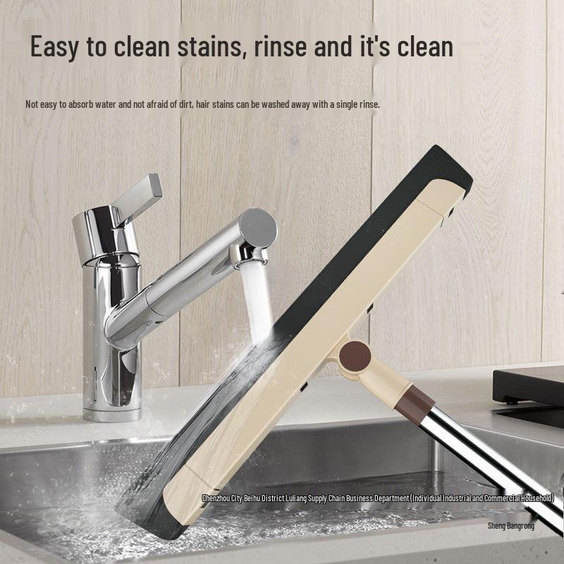 Multi-Purpose Bathroom & Floor Mop and Scraper for Hair and Water