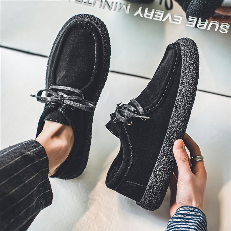 Men's Suede Genuine Leather Casual Shoes Lace-up Men Light Comfortable Driving Flats Mens Outdoor Oxfords Shoe 2025