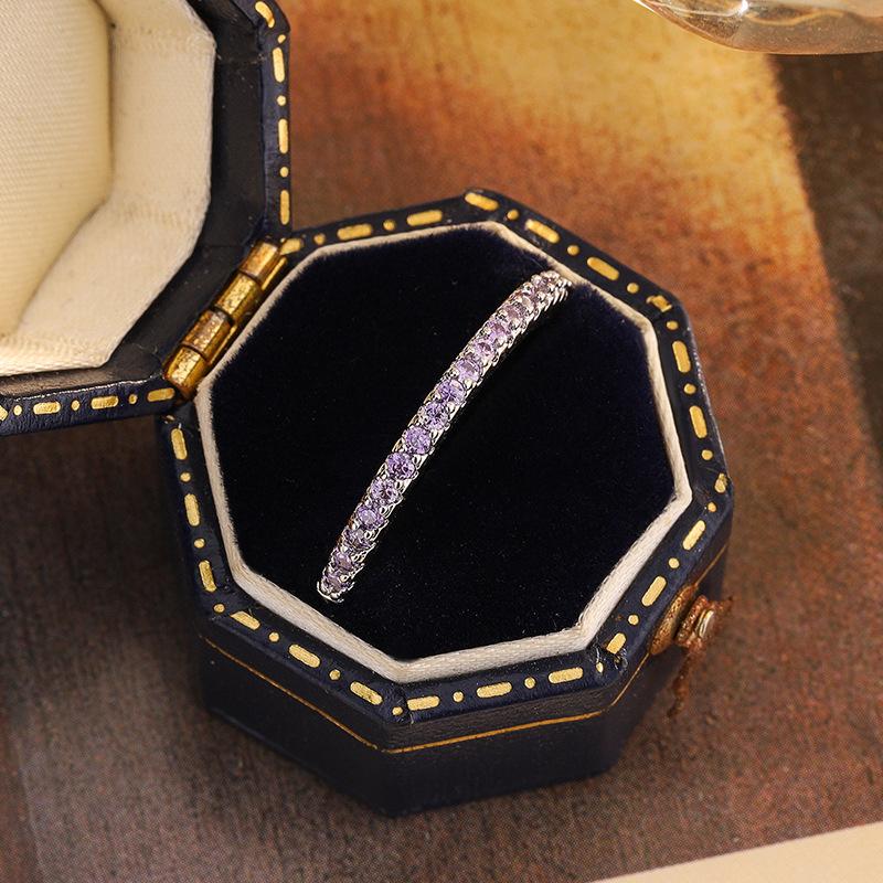 2026 Stylish and Simple Full Diamond Row Ring Rose Gold Split Single Row Ring Broken Diamond Row Diamond Ring Versatile Jewelry