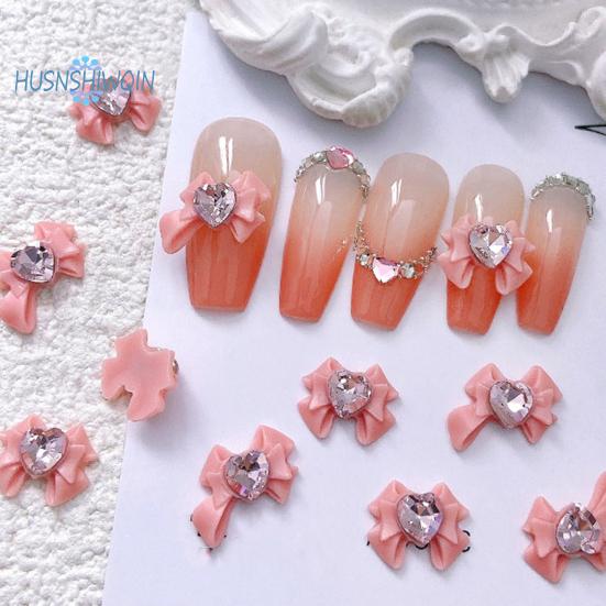 10ks Bow Nail Charms Dragon Heart Resin 3D Ekologické kosmetické doplňky pro krásné a okouzlující nehty