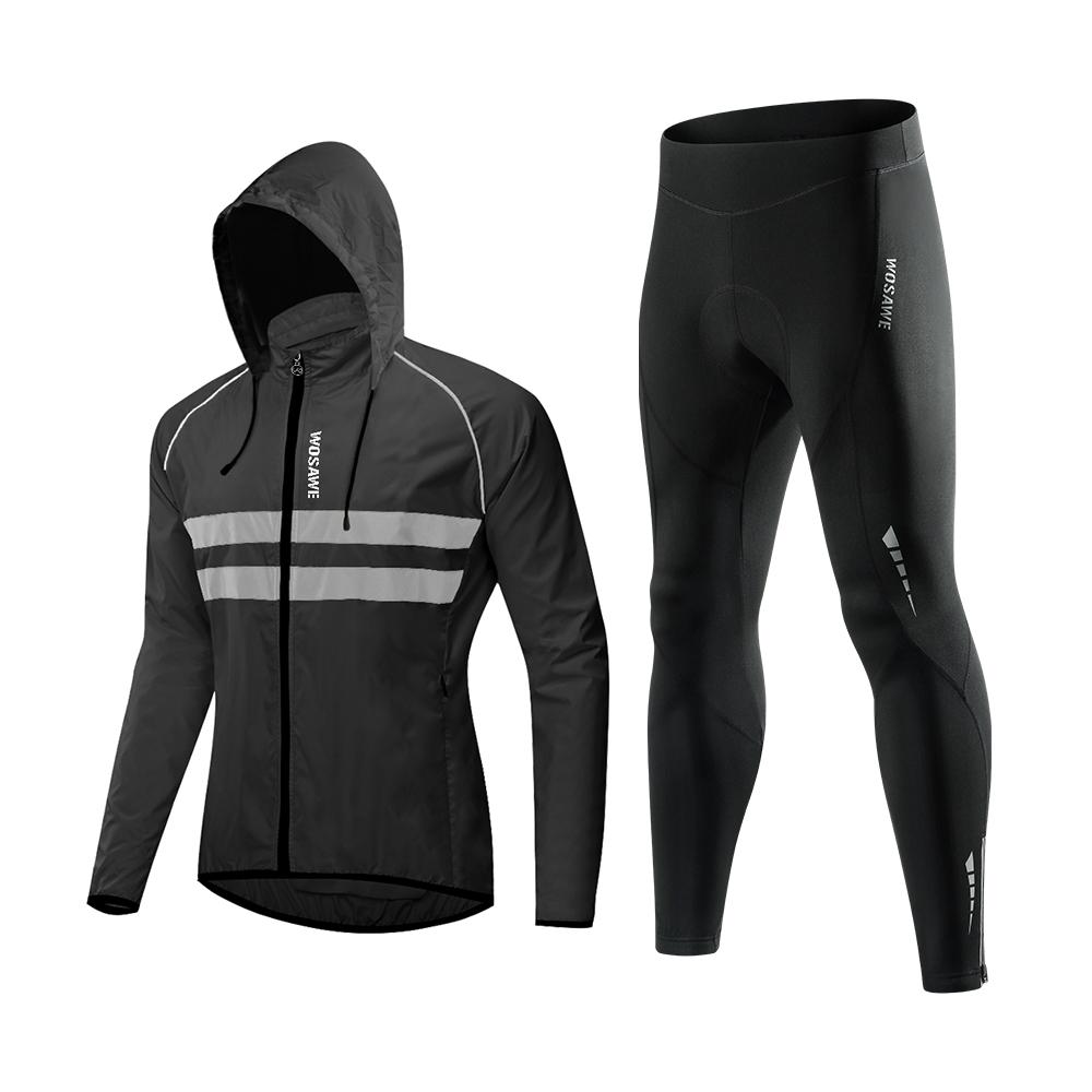 WOSAWE Herren-Winddichte Jacke, Gel-gepolsterte Fleece-lange Hosen-Outfits