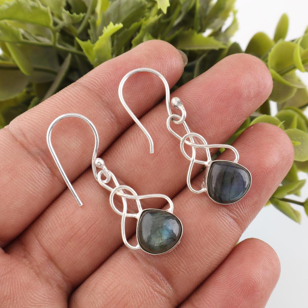 Labradorite Earrings, Handmade Gemstone 925 Sterling Silver Earrings Balancing Jewelry, For Gift Silver Earrings Gift For Women