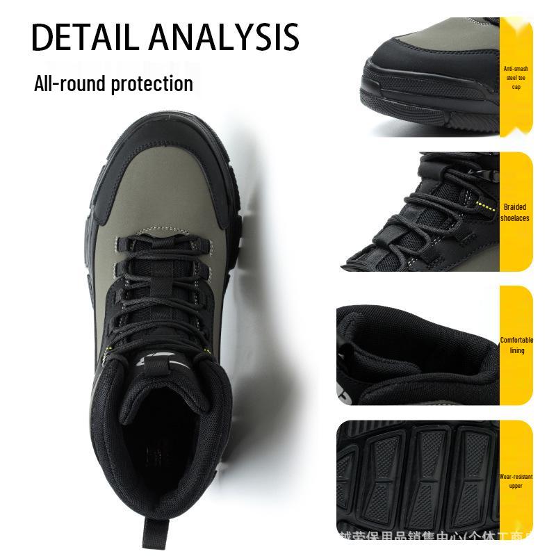 Top-Selling High-Top Microfiber Leather Safety Boots - Outdoor Mountaineering Steel Toe, Anti-Smash, Anti-Puncture, Wear-Resistant.