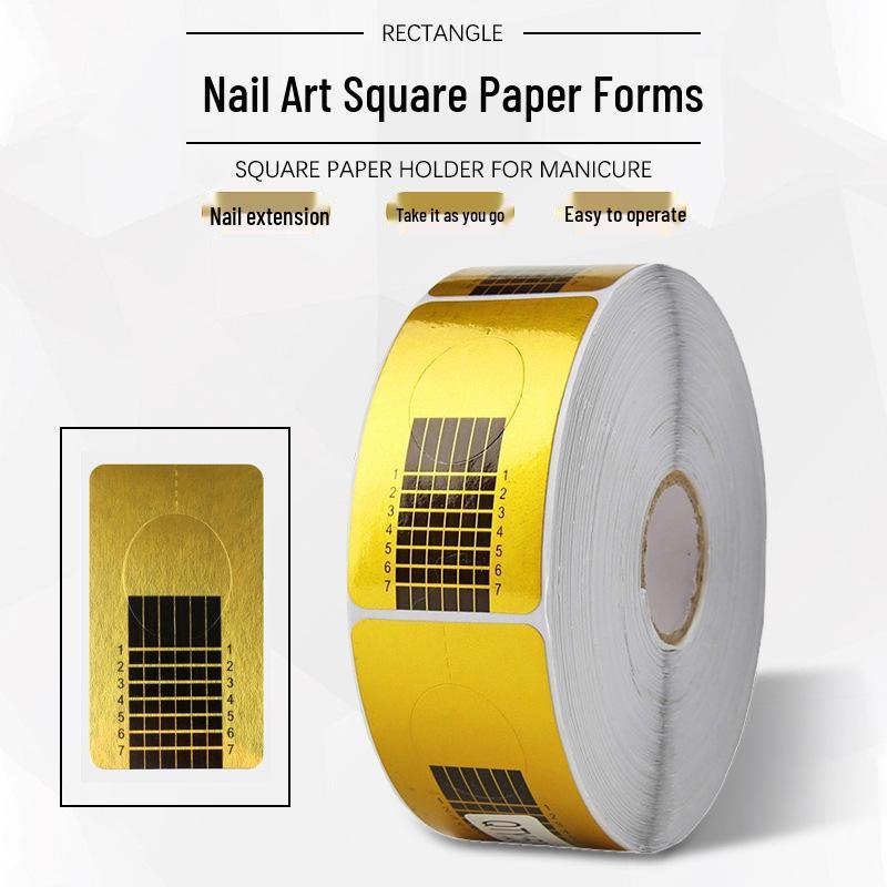 Gold Rectangle Nail Forms for Gel and Acrylic Extensions, 500 pcs