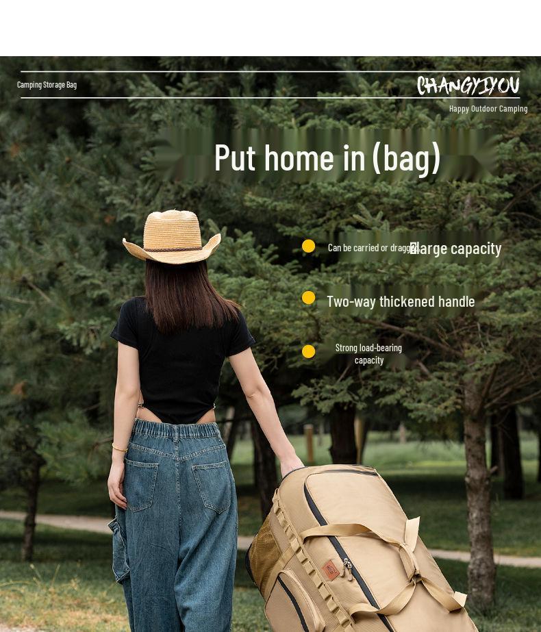 Khaki Multifunctional Wheeled Camping Backpack and Storage Bag - Large Capacity for Men