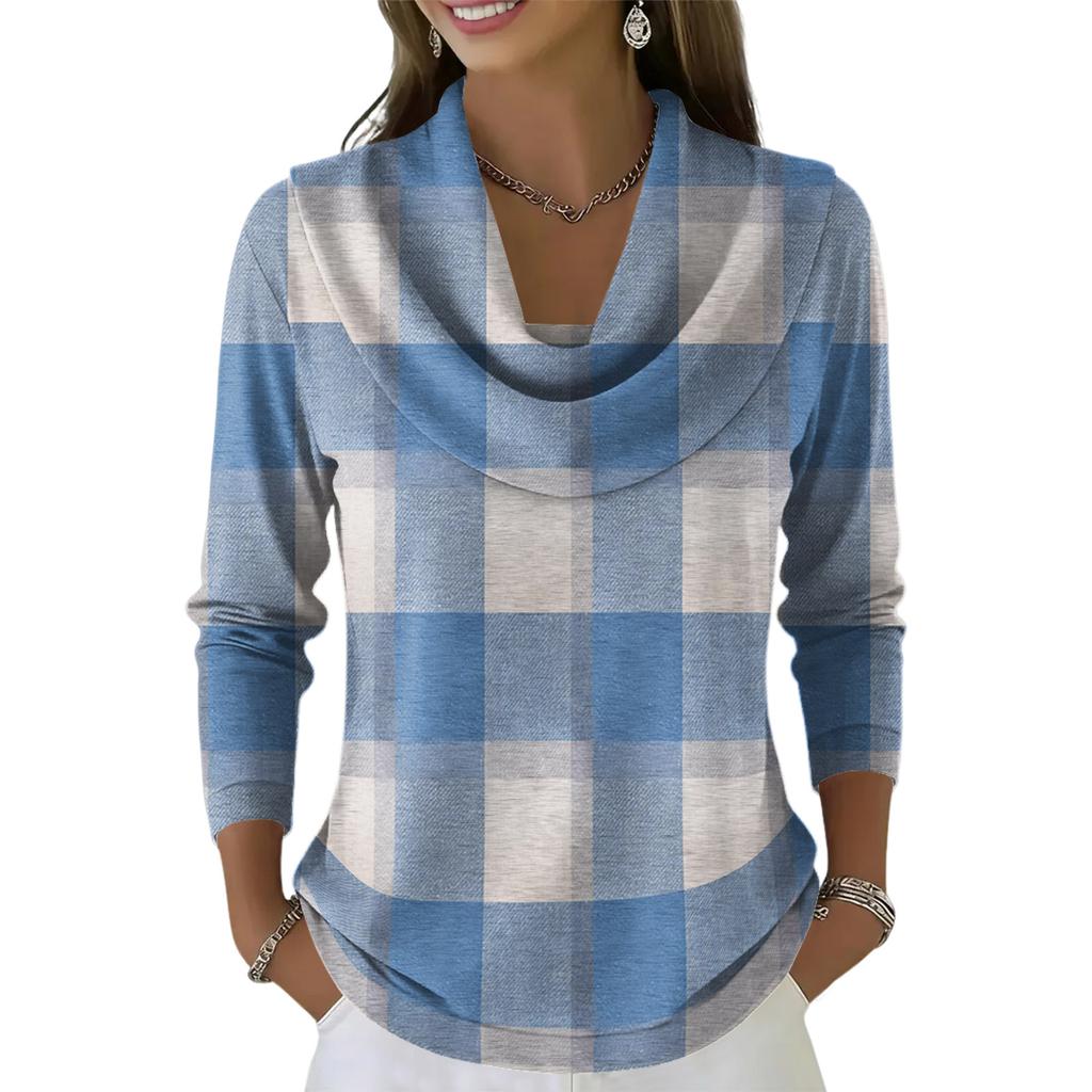 Dámský ležérní a módní svetr s dlouhým rukávem a potiskem, kulatým výstřihem