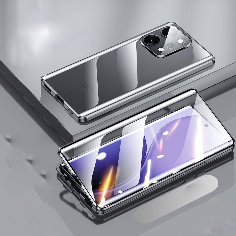 

Магнитный чехол для OPPO Find X8/ X7/ X6 Pro с металлическим каркасом, бамперами для телефона, двухсторонним закаленным стеклом, полная защита объектива OPPO Find X9 Pro